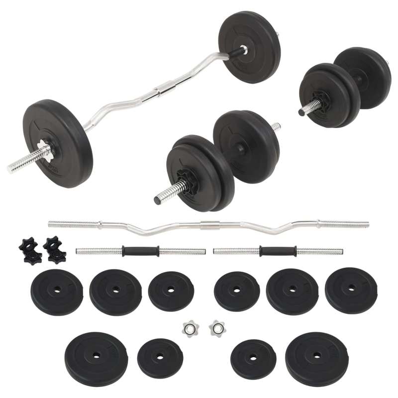 Halterset – Dumbbells – Halterstang – Fitness Gewichten – Krachttraining Set – Verstelbaar Tot 30 Kg – Duurzame Cement Schijven