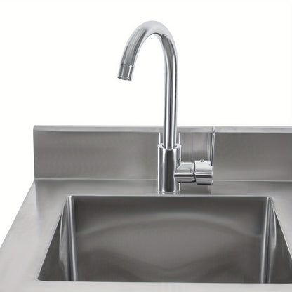 TOOL1SHOOO modern rectangular freestanding kitchen sink set, made of 201 stainless steel, with an internal sink size of 39.88*35.05*20.07 cm, equipped with a 360° rotating faucet, suitable for kitchens, dining rooms, bars, l