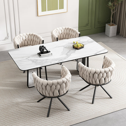 Velvet Draaifauteuil – Luxe Fauteuil – Lounge Stoel – Zitzetel – Relaxstoel – Set Van 2 – Beige Velvet Bekleding – Stevige Metalen Poten
