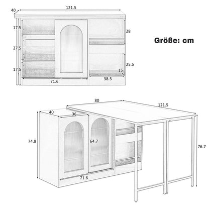 Bartafel – Bartefel – Statafel – Keukentafel – Koffietafel – Uitschuifbaar – 360° Draaibaar – Zwart Metaal – Met Glasdeuren