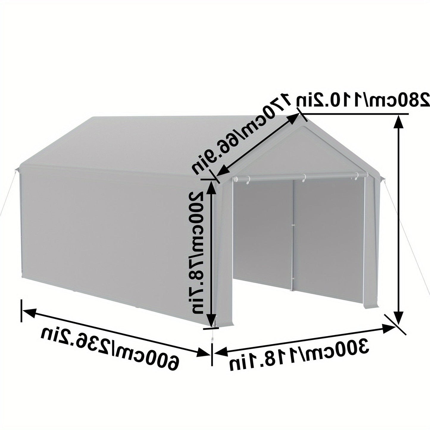 Carport – Garage Tent – Opslag Tent – Garage Canopy – Vouw Gazebo – 3x6m – PE Dak – Met Rolgordijnen en Ramen – Grijs Wit - QUORE