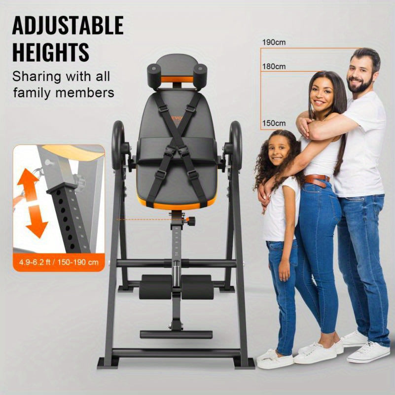Inversietafel – Zwaartekrachttrainer – Rugtrainer – Inversiebank – Opklapbare Fitnessbank – Verstelbare Hellingshoek – Met Veiligheidsriemen – Duurzaam Metalen Frame