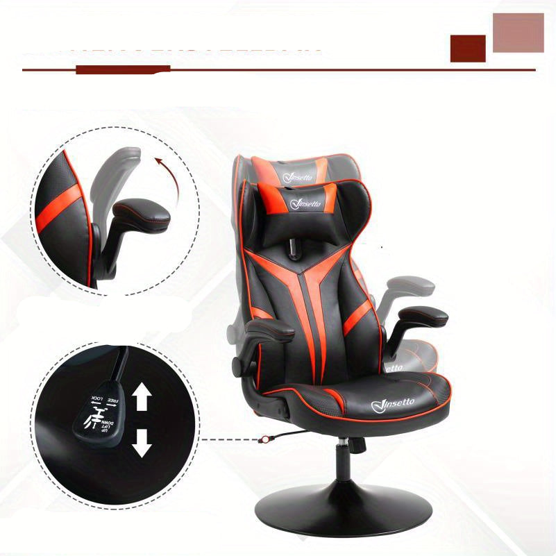 Gamingstoel – Gamestoel – Gaming Chair – Game Stoel – Bureaustoel – Verstelbare Hoogte – Kunstleer Polyester – Draaibaar Met Wieltjes – Ergonomisch Design – Zwart/Rood