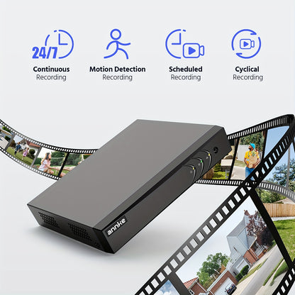 16-kanaals Beveiligingssysteem – Camerasysteem – CCTV Set – Surveillance Kit – 8 Slimme 1080P Camera’s – AI Mens- en Voertuigherkenning – Nachtzicht Tot 20 Meter