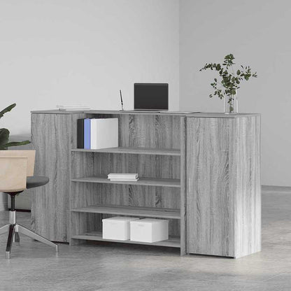 Receptiebalie – Ontvangstbalie – Balie – Kantoorbalie – Houten Balie – Ruim Werkblad 180x50x103,5 cm – Duurzaam Houtfineer Grijs-Wit