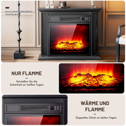 Elektrische Sfeerhaard – Elektrische Haard – Inbouwhaard – Vloerhaard – Sfeerverwarming – Realistisch Vlammenbeeld – Instelbare Warmte 1000-2000W – Afstandsbediening – Zwart