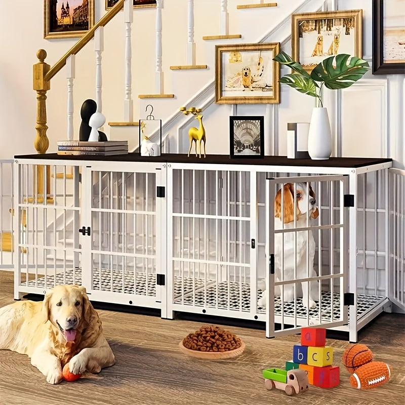 Hondenbench – Hondenkooi – Hondenren – Hondenhok – Hondenkennel – Zwaar Stalen Constructie – Uitschuifbare Tray – Extra Ruim – Wit