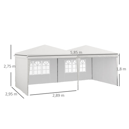 Partytent – Tuinpaviljoen – Paviljoen – Tuinentent – Easy-up Tent – 6x3 Meter – Verstelbare Hoogte – Waterdicht Oxford Doek – Met Zijwanden – Draagtas met Wieltjes