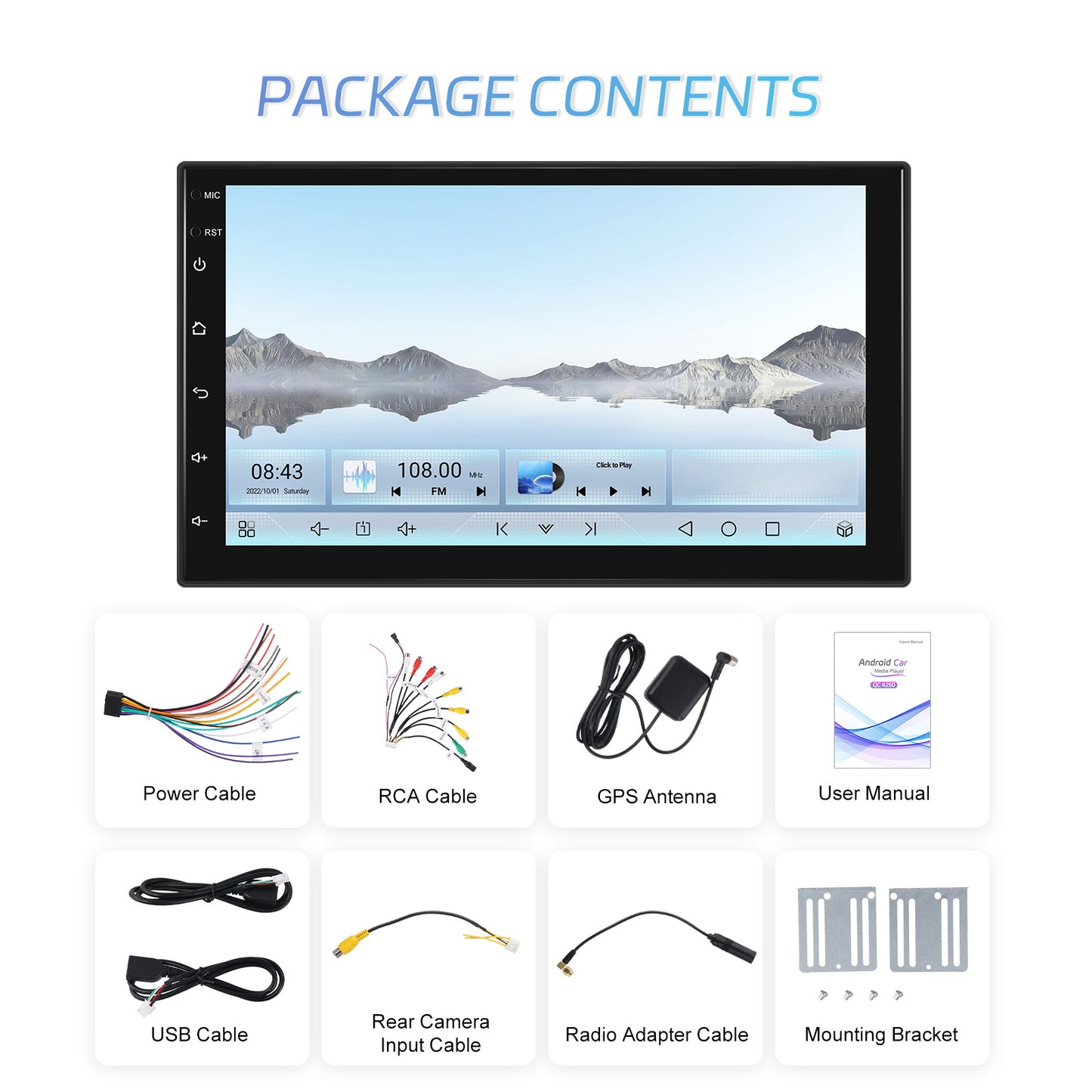 Android 15 Autoradio – Car Stereo – Multimedia Systeem – Auto Radio – Double Din – 7 Inch IPS Touchscreen – Qualcomm Octa-Core 4GB+64GB – Draadloze CarPlay & Android Auto