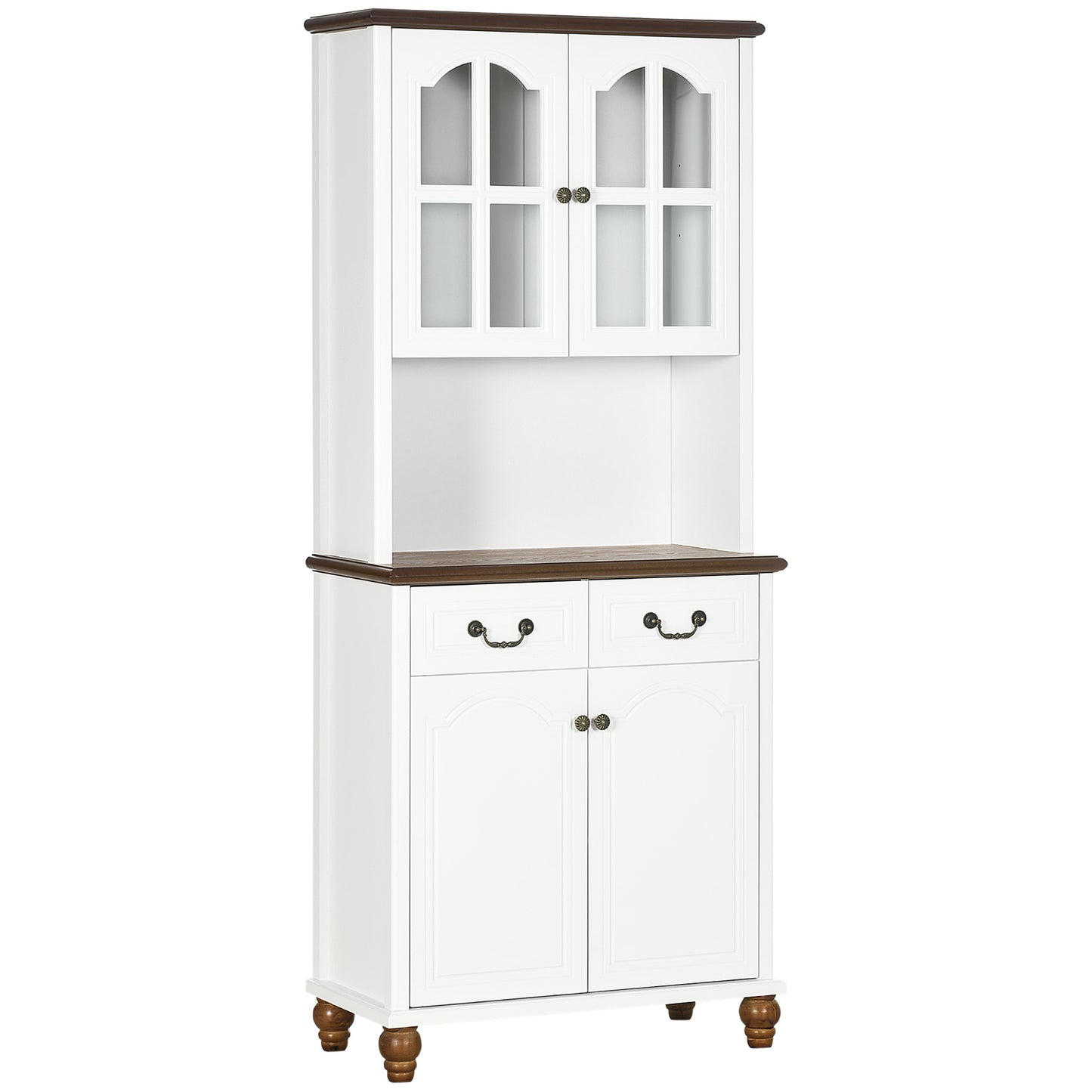 Keukenkastje – Buffetkast – Keukenkast – Opbergkast – Servieskast – Wit – 2 Lades Met Soft-Close – 76x38x182 cm Hout