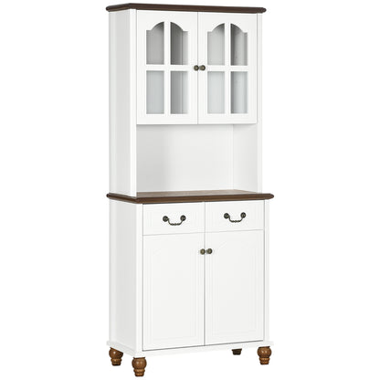 Keukenkastje – Buffetkast – Keukenkast – Opbergkast – Servieskast – Wit – 2 Lades Met Soft-Close – 76x38x182 cm Hout