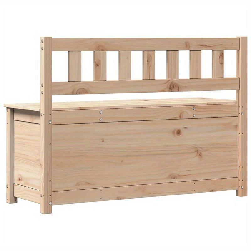 Modern Solid Pine Bench with Storage - 104.14cmW x 44.45cmD x 76.2cmH - Light Wood Finish, Versatile Shoe Rack or Living Room Ottoman