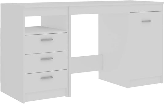 Bureau – Werktafel – Schrijftafel – Computertafel – Zwart – 140x50x76 cm – Hoogwaardig Hout – 3 Laden + Afsluitbaar Vak