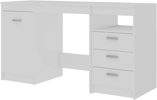 Bureau – Werkplek – Schrijftafel – Tafel – Betonlook – Beton Grijs – 140x50x76 cm – 3 Lade + Opbergvak