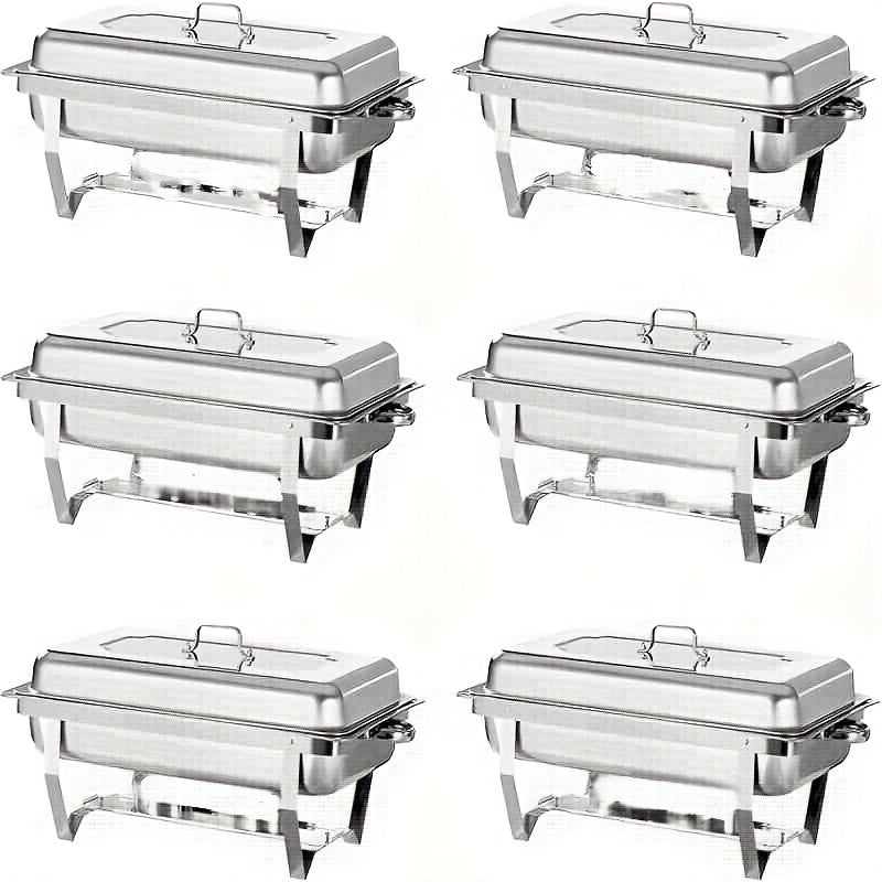 Chafing Dishes – Buffet Warmhouders – Voedselwarmers – Warmhoudbakken – Buffet Schalen – 6 Stuks Set – Roestvrij Staal – 9 Liter Inhoud