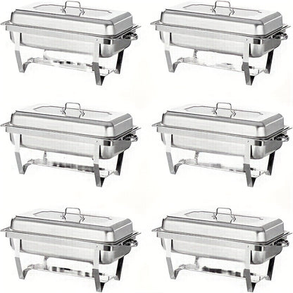 Chafing Dishes – Buffet Warmhouders – Voedselwarmers – Warmhoudbakken – Buffet Schalen – 6 Stuks Set – Roestvrij Staal – 9 Liter Inhoud