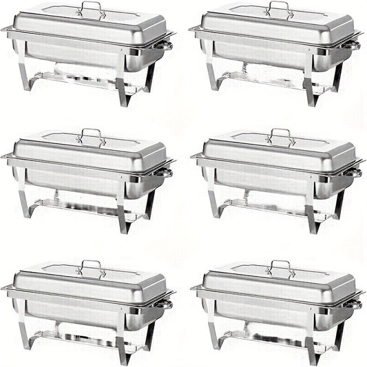 Chafing Dishes – Buffet Warmhouders – Voedselwarmers – Warmhoudbakken – Buffet Schalen – 6 Stuks Set – Roestvrij Staal – 9 Liter Inhoud