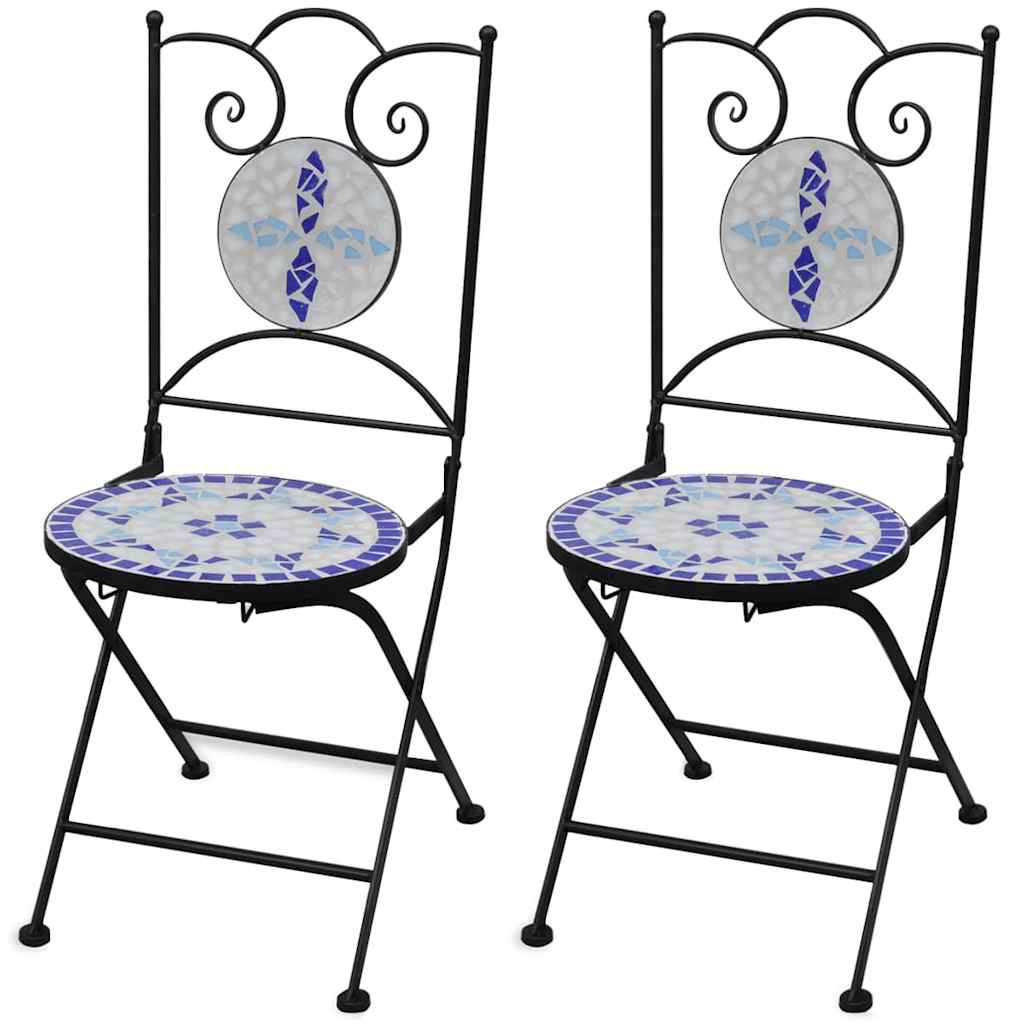 Bistro Stoelen – Balkon Stoelen – Tuinstoelen – Inklapbare Stoelen – Keramiek Zitting – Gepoedercoat Stalen Frame