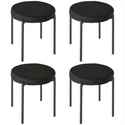 Barkruk – Stapelbare Kruk – Barstoel – Eetkamerstoel – Keukenkruk – Velvet Zitting – Zwart Metalen Frame – Set Van 4
