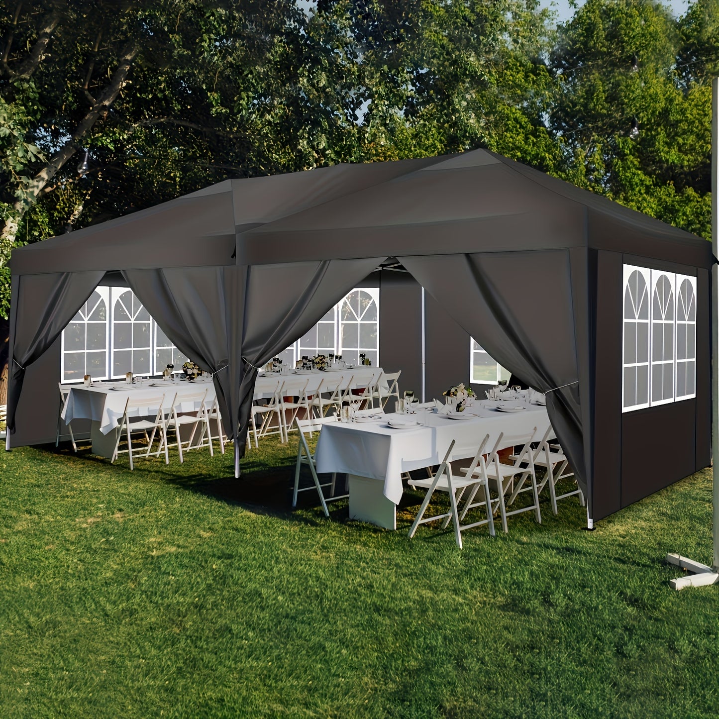 Partytent – Pop-up Tent – Paviljoen – Gazebo – Schaduwdoek – 3x6m – Inclusief 6 Zijwanden – UV Bescherming – Verstelbare Hoogte