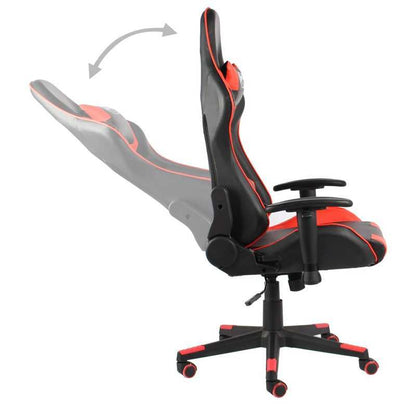 Ergonomic Red & Black Gaming Chair with PVC Faux Leather-Like Upholstery - Adjustable, Rotatable, Comfortable Office & Gaming Room Chair with Polyester Filling, Easy Wipe Clean, Manual Recline Mechanism gaming pc