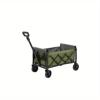 Opvouwbare Bolderkar – Vouwkar – Strandkar – Trolley – Transportkar – Stevig Zwart Frame – Groen Ademend Gaas