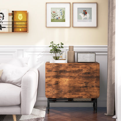 Uitklapbare Eettafel – Opklapbare Tafel – Uitschuifbare Tafel – Verrijdbare Tafel – Eettafel 6 Personen – Met Opbergruimte – Draagkracht 50 kg – Roodbruine Afwerking 130x80x74 cm