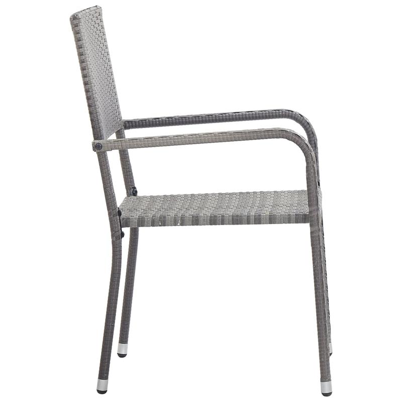 Garden-dining chairs 2pcs stackable gray poly rattan, Space-Saving Outdoor Seating, Outdoor Entertaining Chairs, Stackable Garden Chairs, Modern Rattan Design, Contemporary Garden Style, Low-Maintenance Material, Small Space