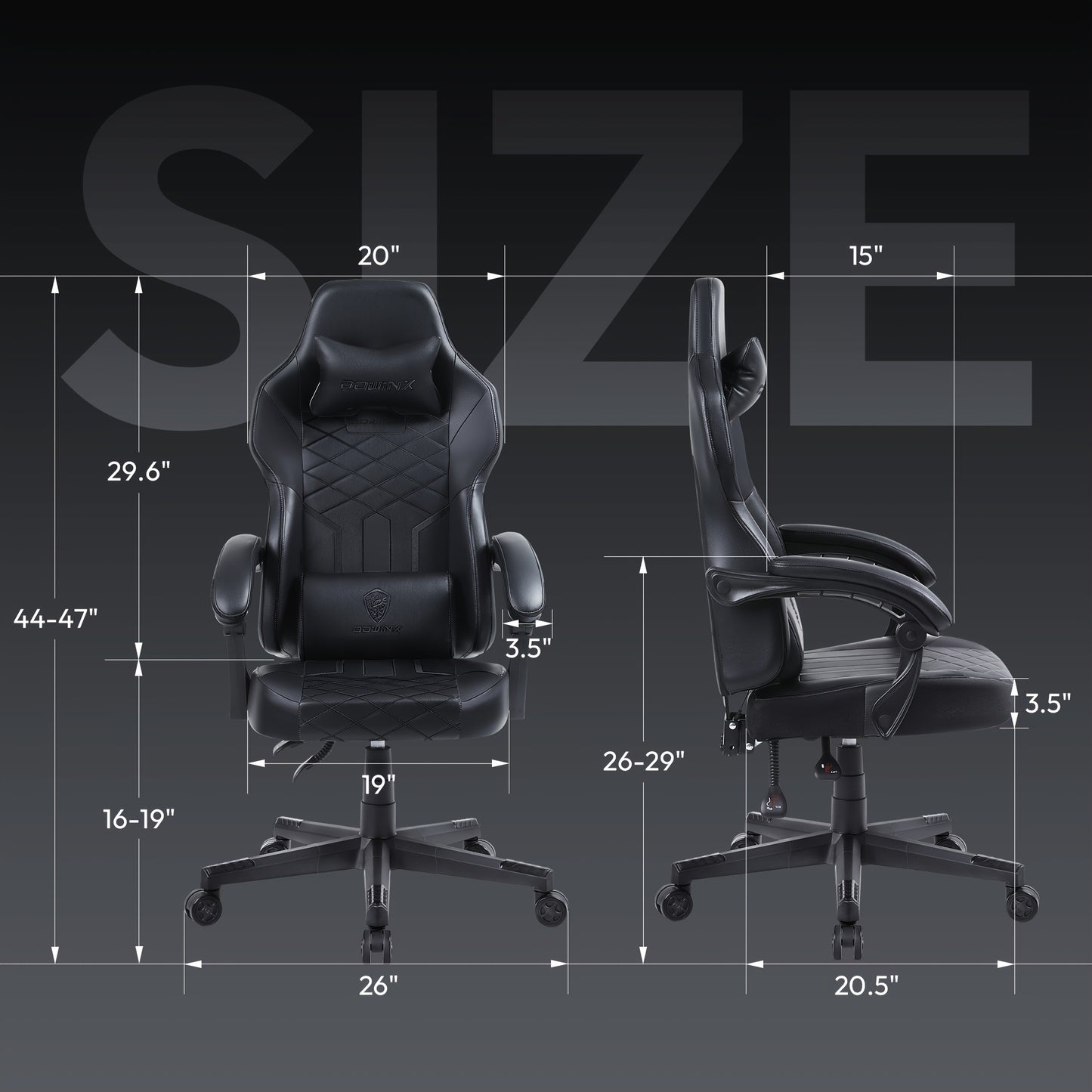 Gamingstoel – Bureaustoel – Computergamingstoel – Werkstoel – Gaming Recliner – Zwart – Ergonomische Lendensteun – Verstelbare Rugleuning