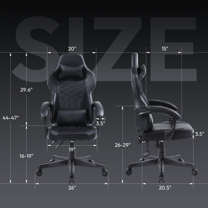 Gamingstoel – Bureaustoel – Computergamingstoel – Werkstoel – Gaming Recliner – Zwart – Ergonomische Lendensteun – Verstelbare Rugleuning