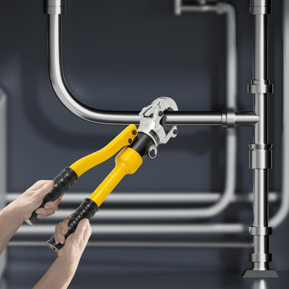 Hydraulische Krimptang – Krimppliers – Kabelschoentang – Persgereedschap – Kabelknijptang – 12 Ton Kracht – 360° Draaibare Bekken – Voor Composietbuis en TH Profiel