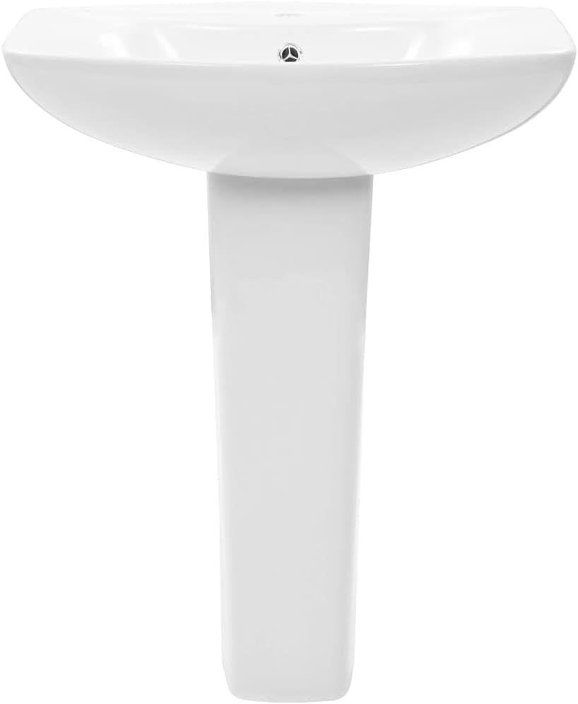 vidaXL Basin On Foot Freestanding 650x520x200mm Ceramic White Bathroom Gutter - QUORE