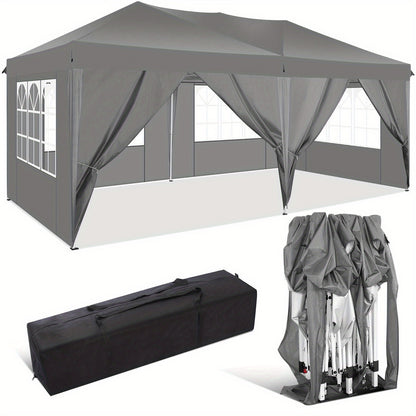 3.05x6.1meter Pop-up Awning Tent With 8-panel Removable Side Walls, Comes With Carrying Bag And Accessories, Sun Protection, Portable Awning Tent With Carrying Bag, Suitable For Outdoor Parties And Market Events, Temporary Em