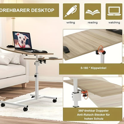 Space Saving Adjustable Desk 60x40cm | Tiltable Tabletop And 61-95cm Height Adjustment | Ergonomic Bedside Desk for Living Room (tool-free Assembly)