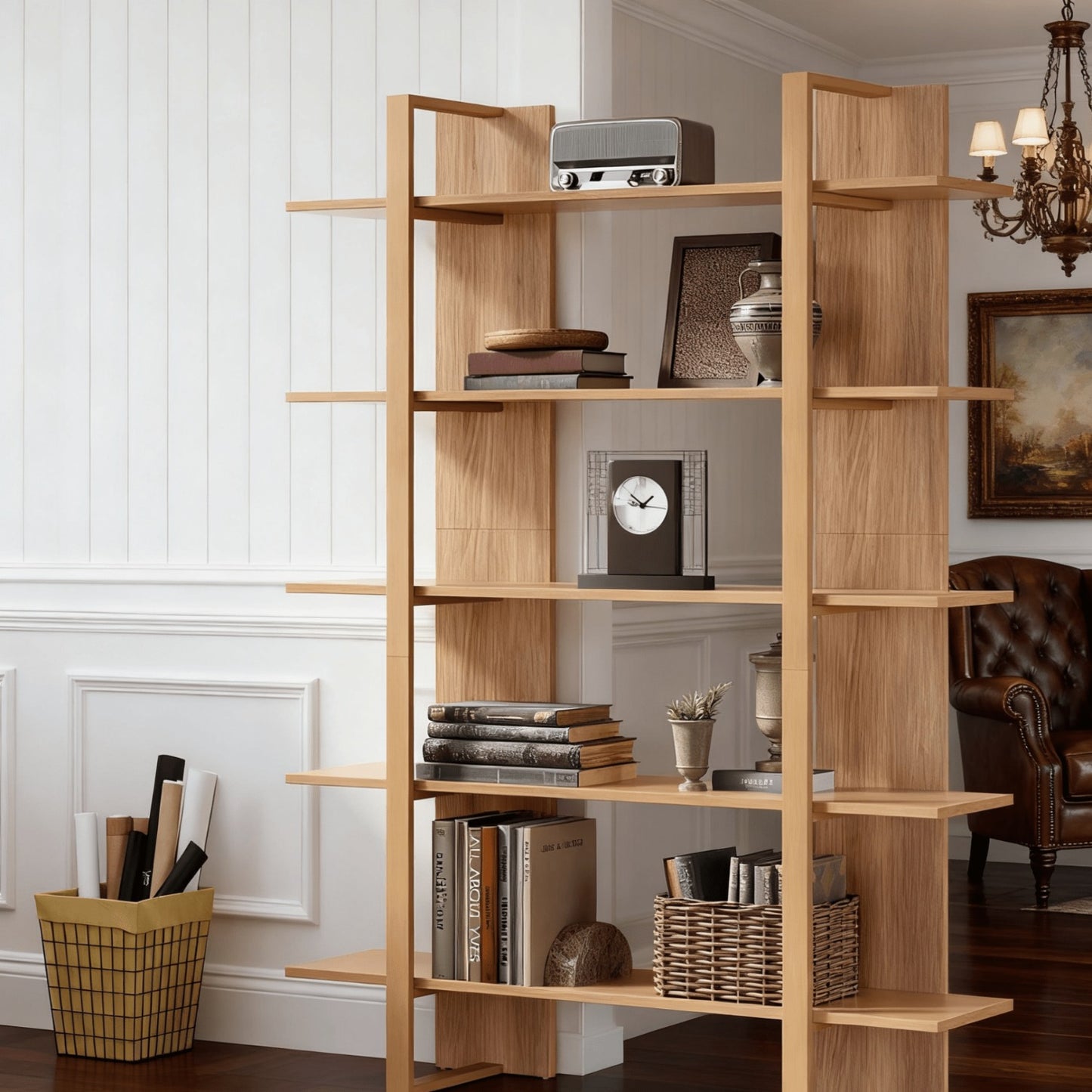 Open Boekenkast – Boekrek – Boekenplank – Boekstelling – Boekmeubel – Retro Bruin Zwart – 5 Planken – Stevig Metalen Frame