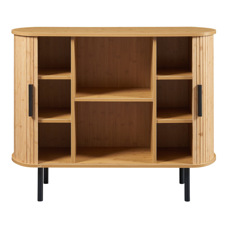 Dresser 'Tvedestrand' with 2 Sliding Doors 100 X 40 X 80 Cm Wood Colors / Black