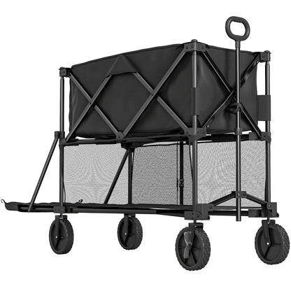 Dubbeldek Transportkar – Trolley – Vervoerswagen – Opvouwbare Kar – Tuinkar – 200 kg Laadvermogen – Waterbestendig 600D Oxford Stof