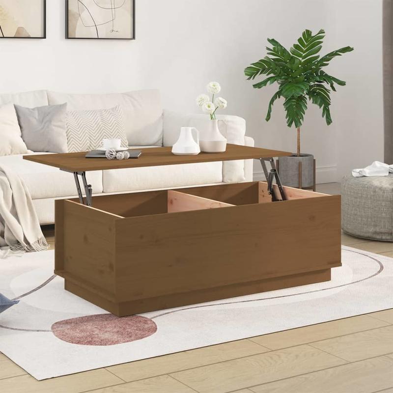 Coffee Table 100X50X35 Cm Solid Pine Wood Honingbruin Practical, Removable, Suitable for All Seasons