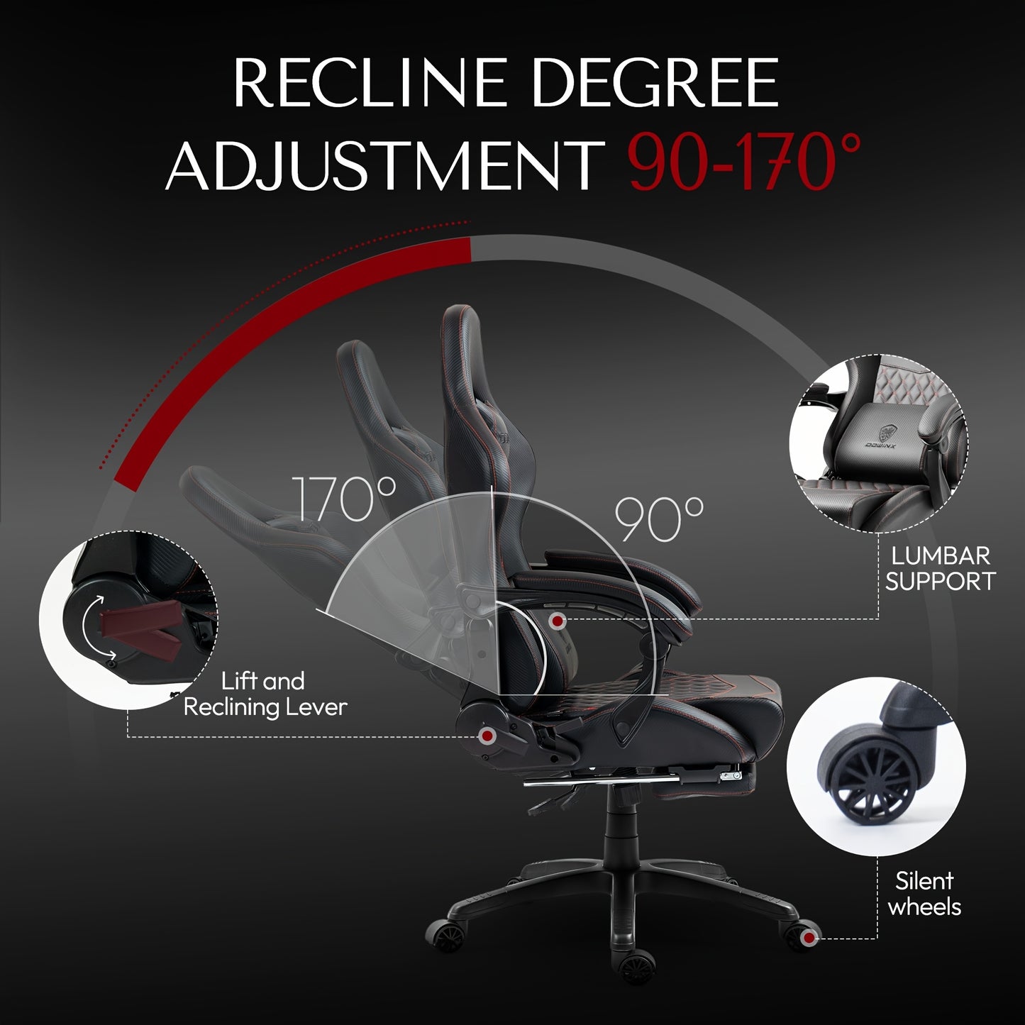 Gamingstoel – Bureaustoel – Office Chair – Gamestoel – Ergonomische Stoel – Crimson – Ergonomisch Met Hoofdkussen – Met Metaal Frame En Kantelfunctie