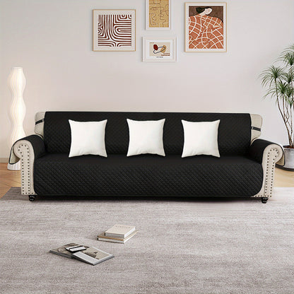 TOOL1SHOOO Luxury Sofa Cover 342.9x220.98 cm Suitable for all seasons Double-layer elastic breathable fabric Easy to clean Suitable for living rooms and home offices, black