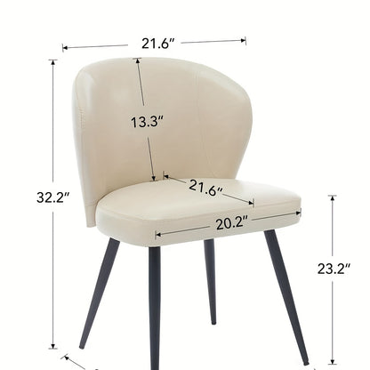 Eetkamerstoelen – Stoelen – Dining Stoelen – Bureaustoelen – Armloze Stoelen – Beige Kleur – Hoog Rugleuning Design – PU Kunstleer Bekleed