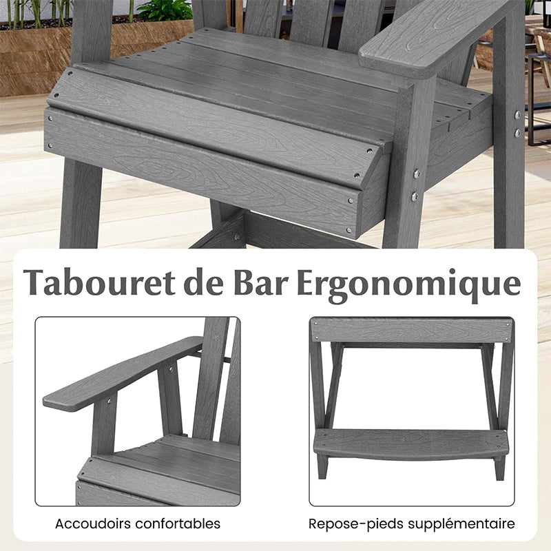 Barkruk – Barstoel – Kruk – Counterstoel – Terrasstoel – Weerbestendig HDPE – Ergonomisch Met Armleuningen En Voetsteun