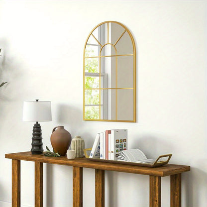 Wandspiegel – Passpiegel – Staande Spiegel – Hangspiegel – Woondecoratie – Gouden Frame – Uniek Onregelmatig Design – 91x60 cm Verticaal – Zonder Elektriciteit