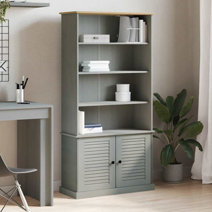 Boekenrek – Boekenkast – Boekenplank – Vakkenkast – Opbergkast – Massief Essenhout – Stijlvolle Grijze Afwerking