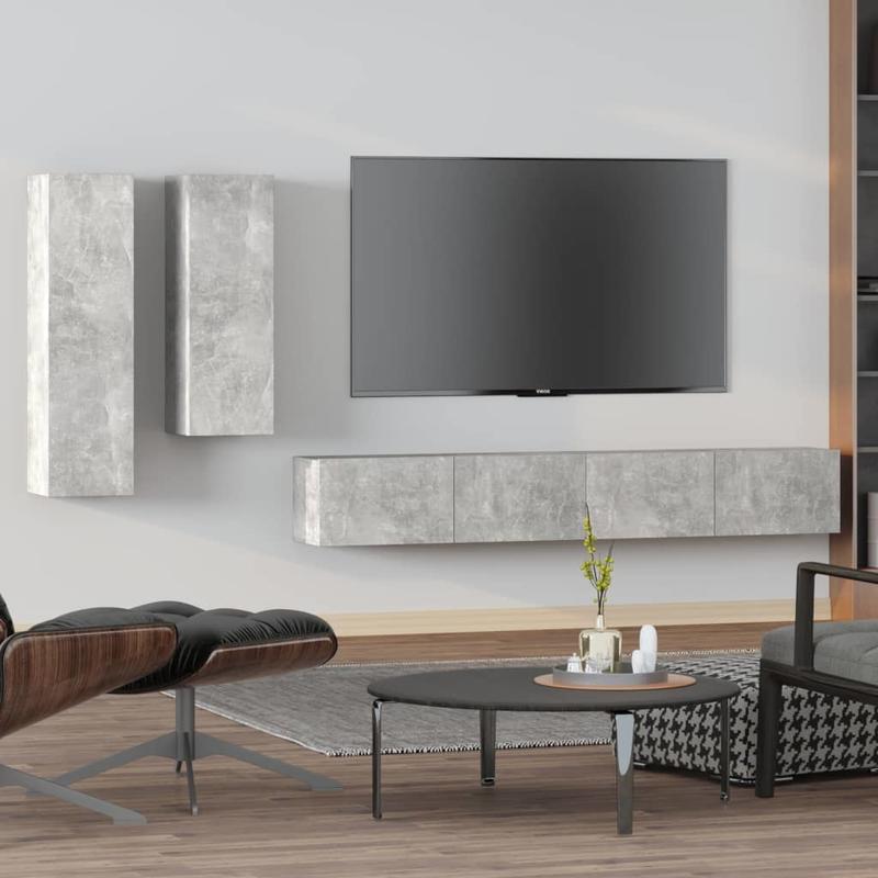 tv meubelset – tv-meubel – wandkast – woonkamermeubel – dressoir – behandeld hout – betongrijs