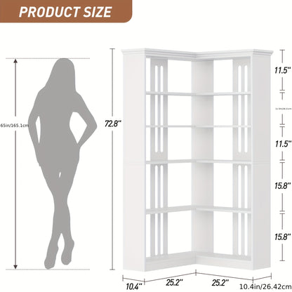 Hoekboekenkast – Hoekboekenplank – L-vormige Boekenkast – Boekenrek – Opbergkast – 182 cm Hoog – Stevige MDF & Houtconstructie – Vrijstaand Wit Meubel