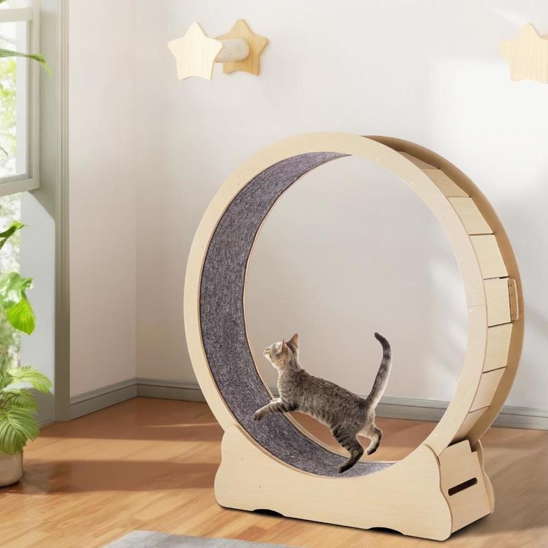 Large Wooden Exercise Wheel for s, Measuring 132 Cm, Designed for Indoor Use. This Treadmill Features a Removable Carpet And a Fishing Rod for Running, Walking, And Exercising, Accommodating Most s Weighing Up to 13 Kg.