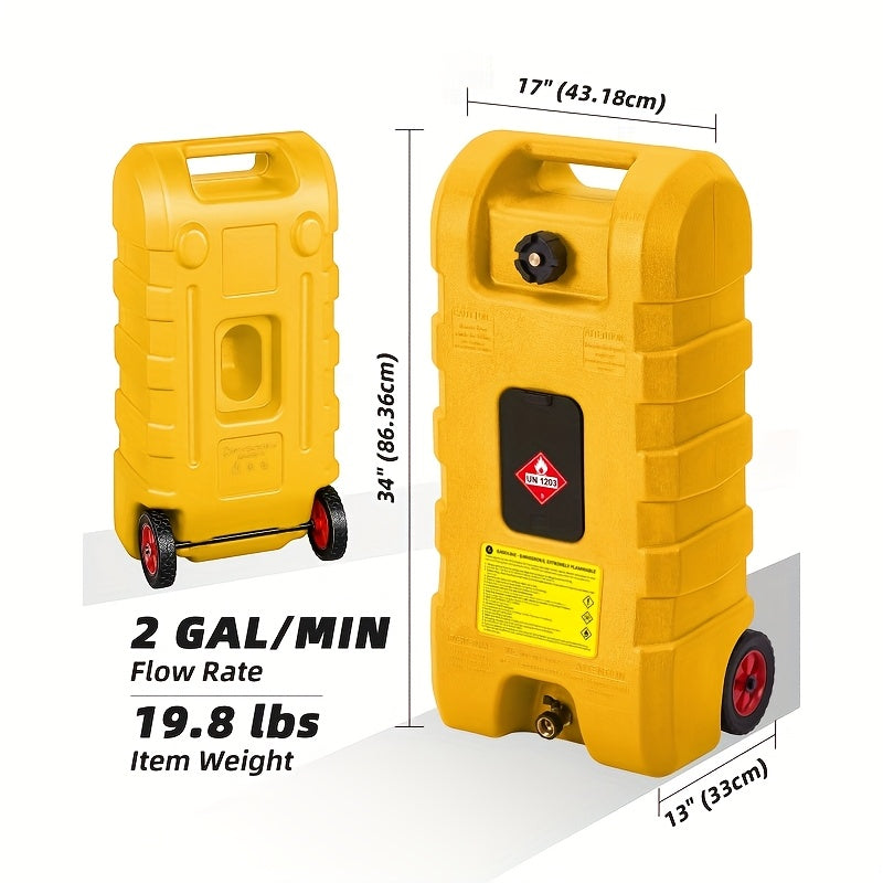 Brandstoftank – Benzinetank – Dieseltank – Brandstofcontainer – Mobiele Tank – Geel – 56,78 Liter Inhoud – Hevelpomp Met Wielen