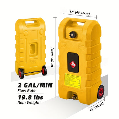 Brandstoftank – Benzinetank – Dieseltank – Brandstofcontainer – Mobiele Tank – Geel – 56,78 Liter Inhoud – Hevelpomp Met Wielen