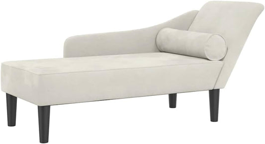 Chaise Longue – Lounge Sofa – Divan – Loungestoel – Zithoek Bank – Velvet Creme – Compact Formaat – Zacht Luxe Zitcomfort